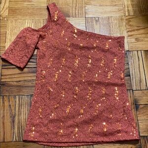 NWT Charlotte Russe orange one shoulder top size:M